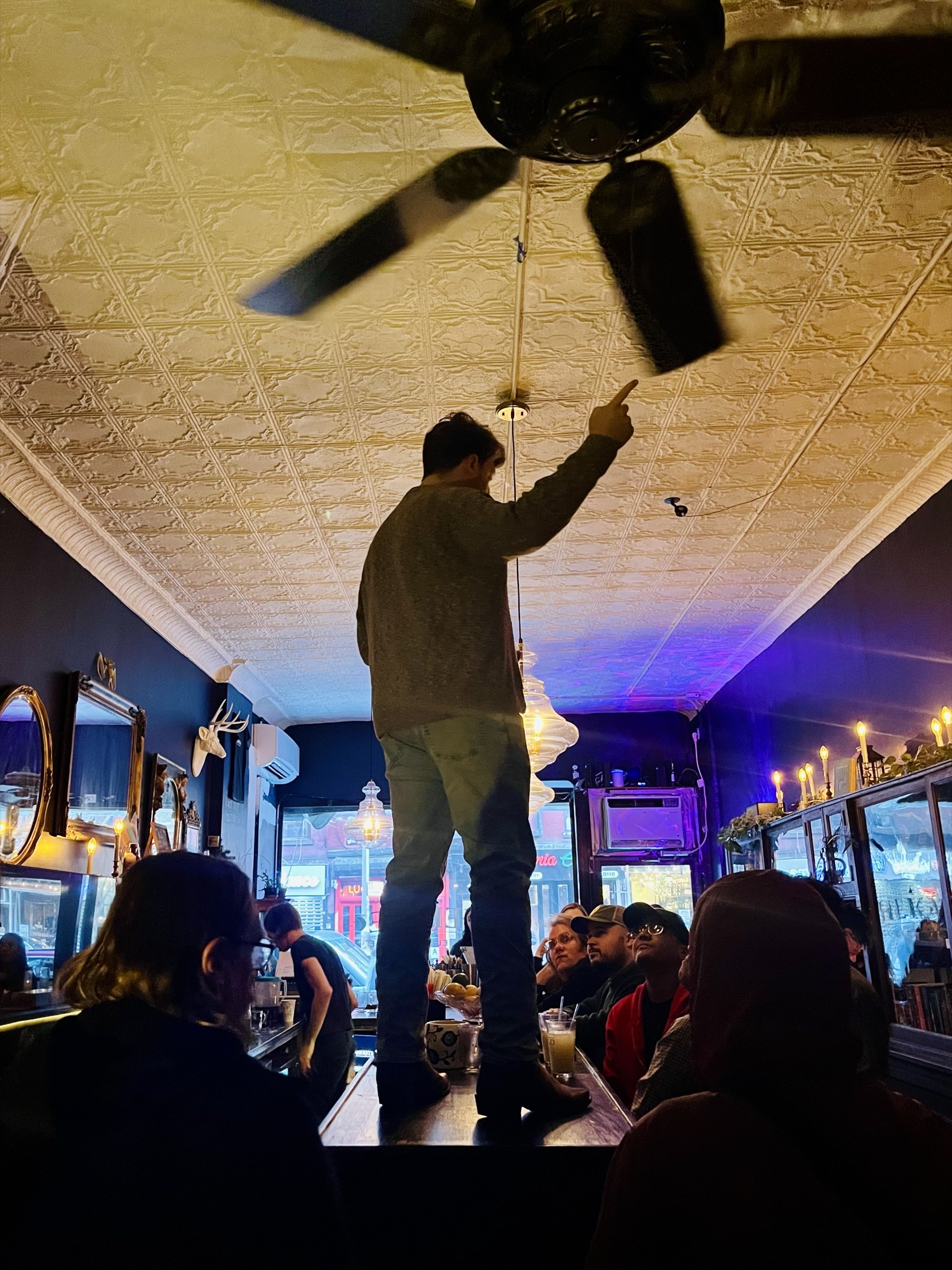 A reader at a Writing Group event in New York City